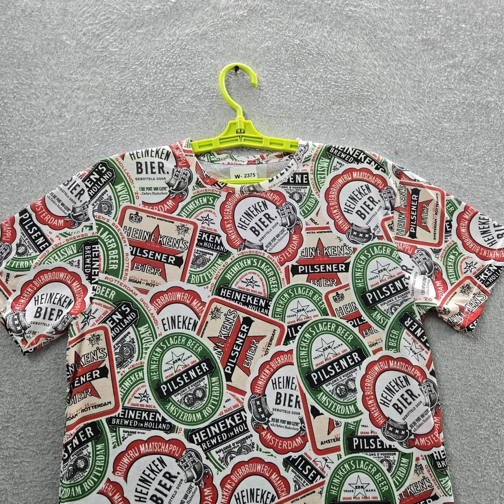 Heineken Men Shirt M Multicolor Graphic Beer Labels Casual Logo Short Sleeve